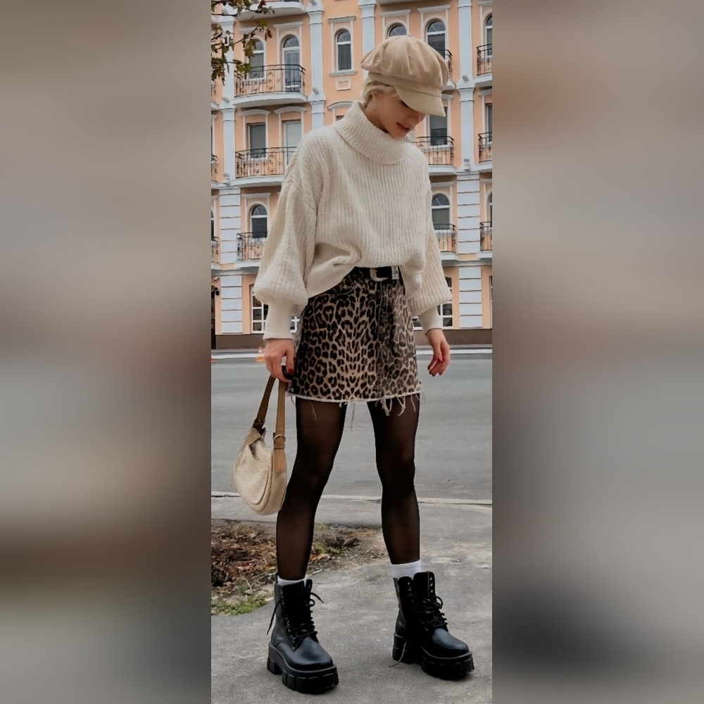 Blank NYC Leopard Print Mini Skirt Sz 26 Brown Taupe Animal Print Denim NWT - Picture 12 of 12
